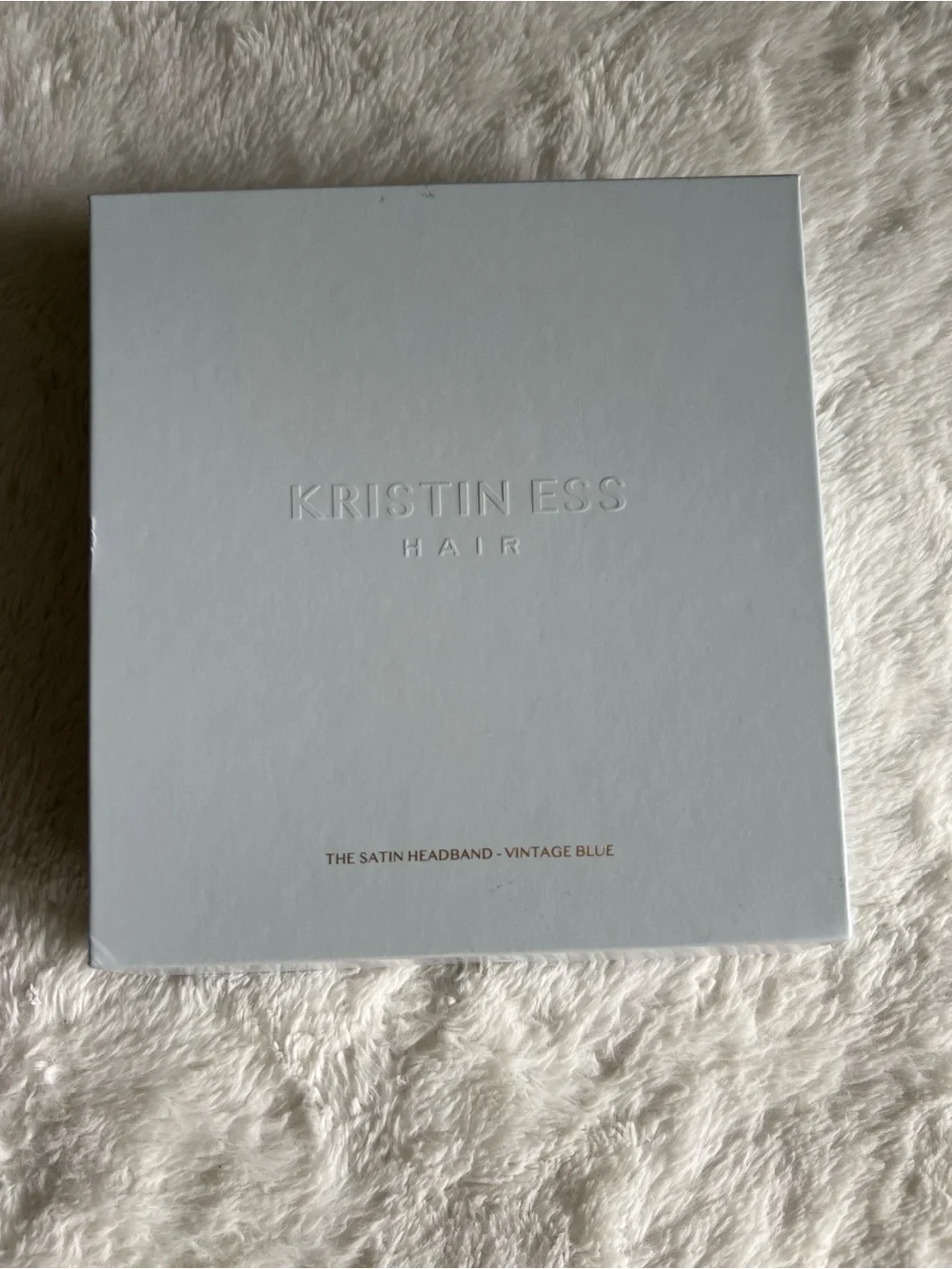 Kristin Ess Satin Bow Headband Vintage Blue NWT Gift Box
